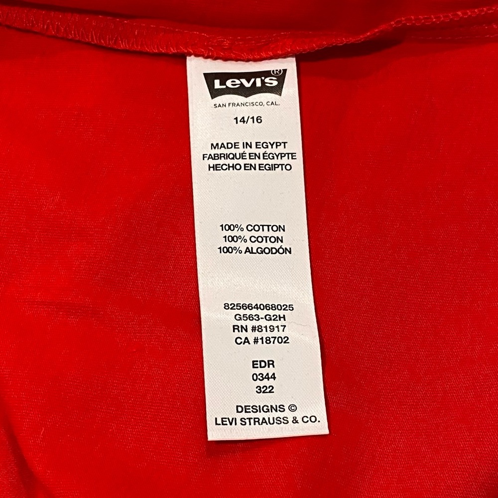Levi's Boys Logo Graphic Tee, Red, Size L(14/16), New Without Tags - Picture 5 of 5